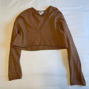 BDG Cropped V-Neck XS Sweater Top - Brown